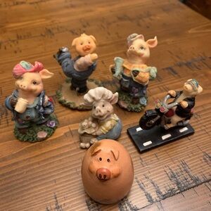 Charming Pig Figurine Set (6 pigs)